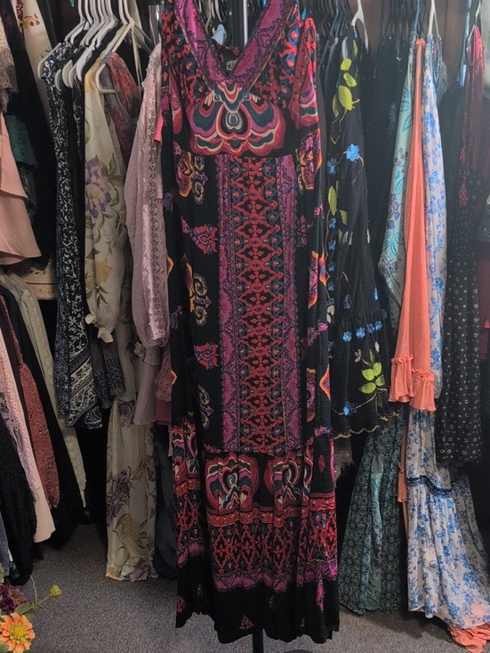 Angie Dresses & Skirts - Angie Bohemian Maxi Dress in Black and Pink - NWOT